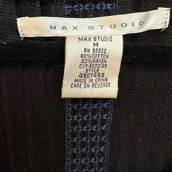 Max Studio Y2K Black With Blue Stripe Ribbed Knit Sweater Midi Dress Size M - Picture 6 of 8